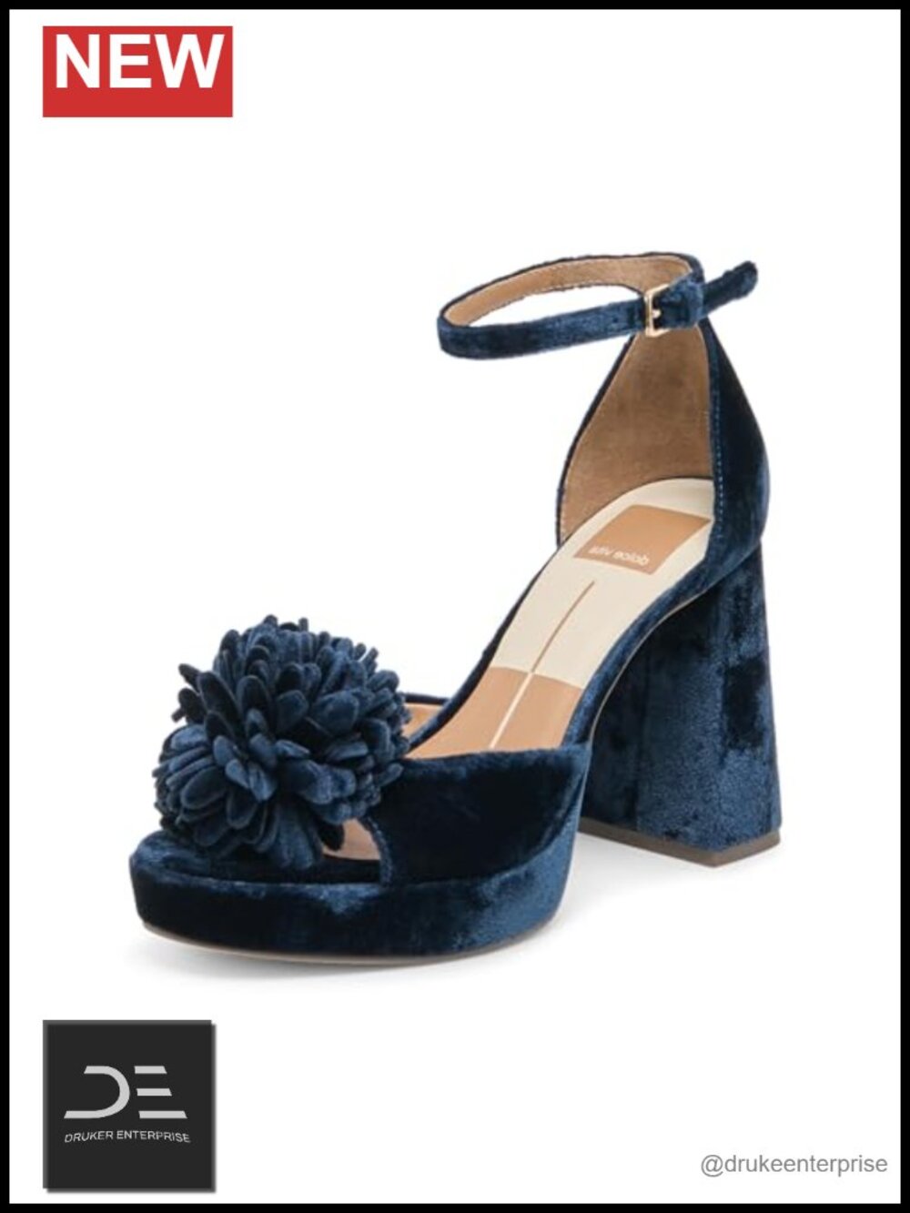 Velvet Platform Heeled Sandals Ankle Strap Open Toe Floral